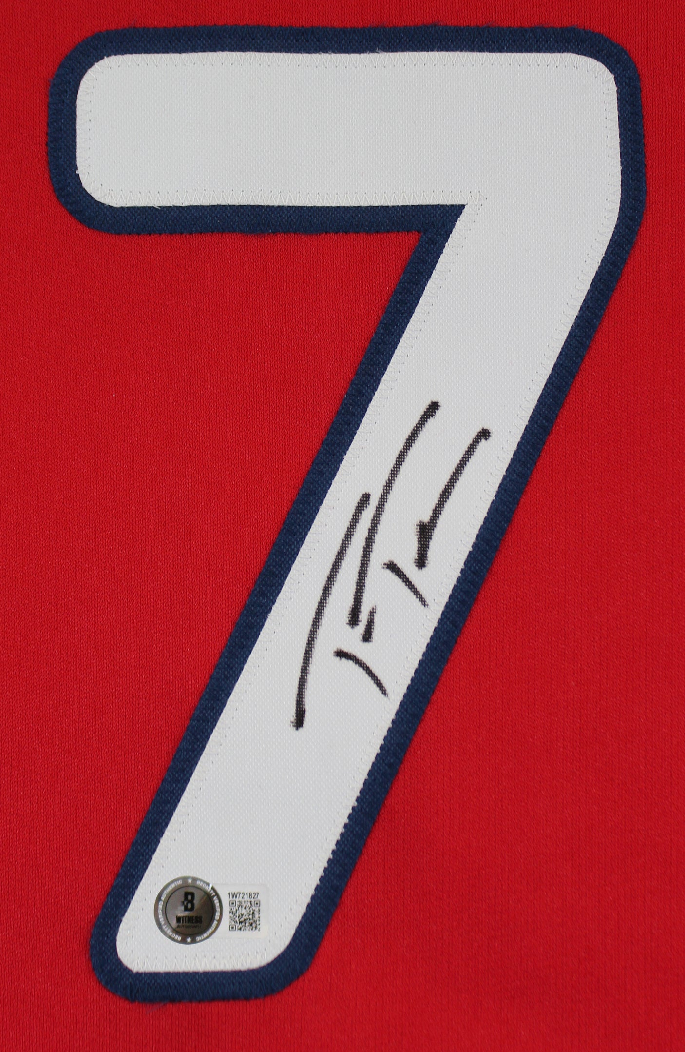 Trea Turner Authentic Signed Red Pro Style Jersey Autographed BAS Witnessed