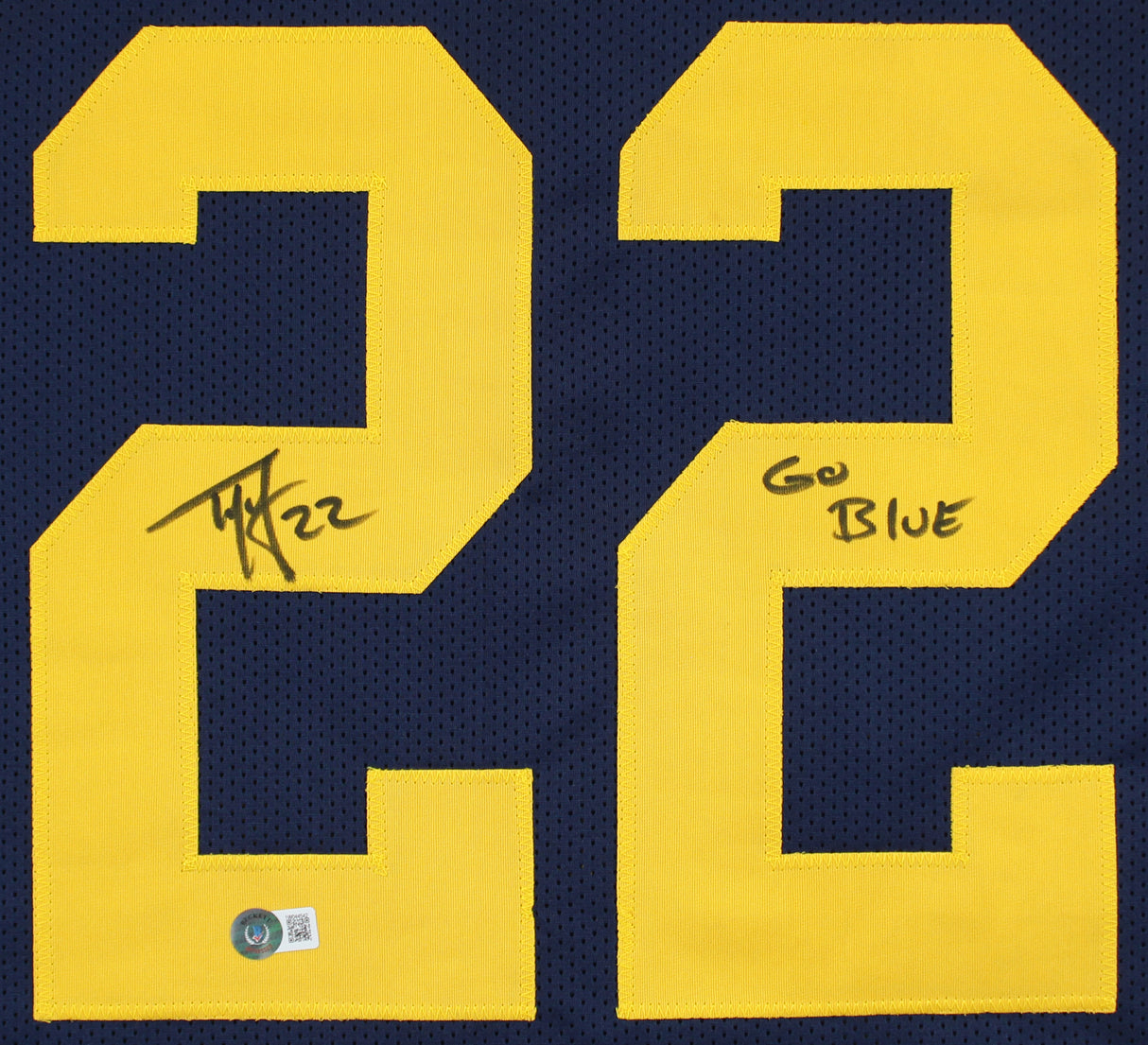Michigan Ty Law "Go Blue" Signed Navy Blue Pro Style Framed Jersey BAS Witnessed