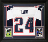 Ty Law "3x SB Champ" Authentic Signed White Pro Style Framed Jersey BAS Witness