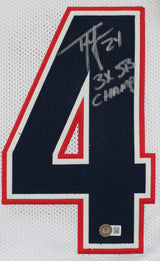 Ty Law "3x SB Champ" Authentic Signed White Pro Style Framed Jersey BAS Witness