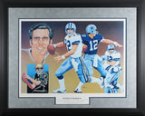 Cowboys Roger Staubach Signed & Framed 18x25 Lithograph LE #28/750 BAS #AG010162