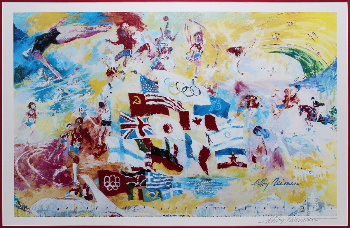 LeRoy Neiman Signed & Framed 22x32 1976 Montreal Olympic Games Litho BAS LOA
