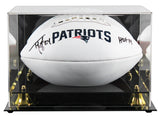 Patriots Ty Law "HOF 19" Signed Franklin White Panel Logo Football W/ Case BAS W