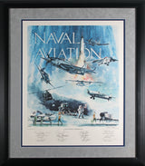 Naval Aviators (13) Bush, Foss, Glenn Signed 25x31 Framed Litho LE #872/1000 BAS