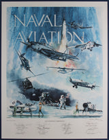 Naval Aviators (13) Bush, Foss, Glenn Signed 25x31 Framed Litho LE #872/1000 BAS