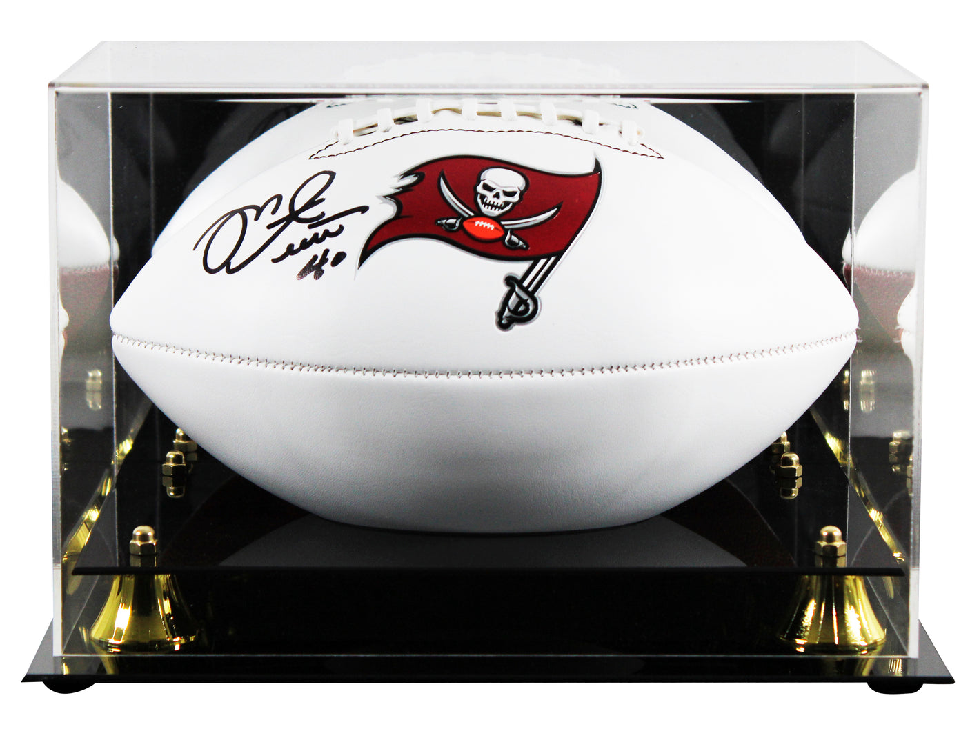 Buccaneers Mike Alstott Signed Franklin White Panel Logo Football W/ Case BAS W