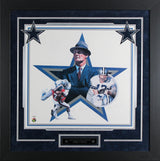 Cowboys Roger Staubach & Tom Landry Signed & Framed 17x18 Litho LE #222/750 BAS