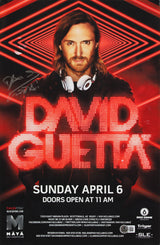 David Guetta Authentic Signed Maya Day & Nightclub 11x17 Poster BAS #BU55077