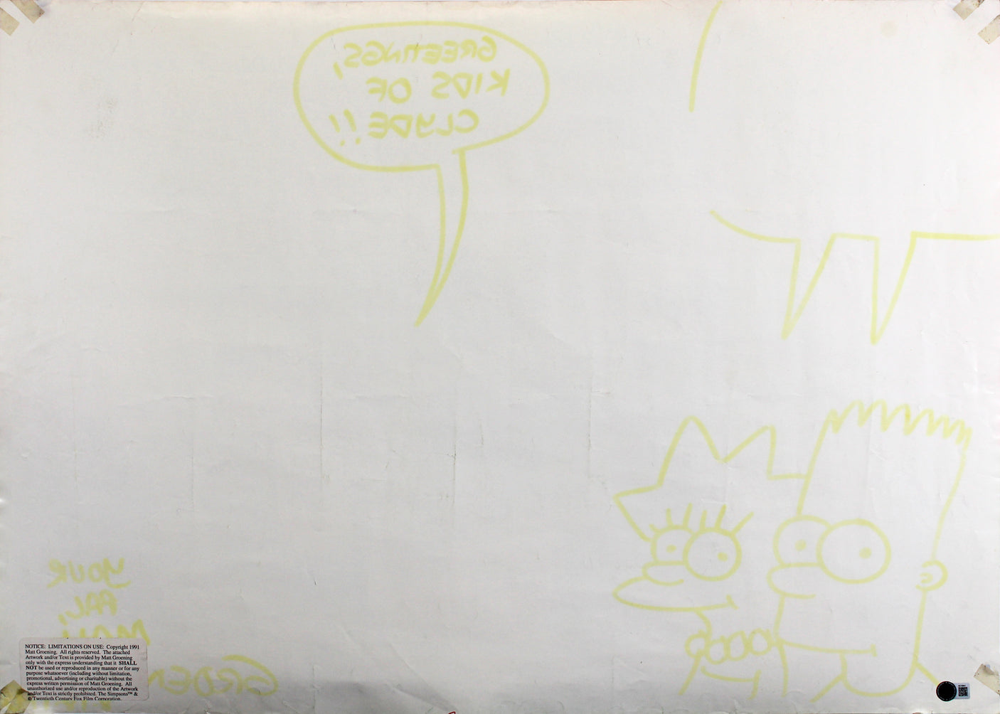 Matt Groening Simpsons Signed 22x31 Poster w/ Bart & Lisa Sketch BAS #AE16841