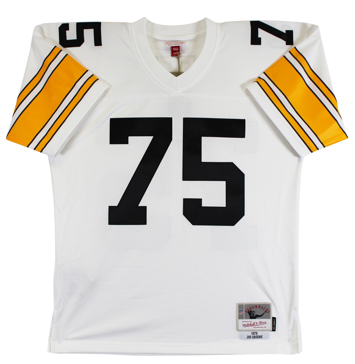 Steelers Joe Greene "Career Stat" Signed White M&N TB Jersey BAS Wit #3W142112