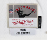 Steelers Joe Greene "Career Stat" Signed White M&N TB Jersey BAS Wit #3W142112