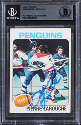 Penguins Pierre LaRouche Authentic Signed 1975 Topps #305 Card BAS Slabbed