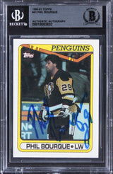 Penguins Phil Bourque Authentic Signed 1990 Topps #41 Card BAS Slabbed