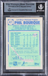 Penguins Phil Bourque Authentic Signed 1990 Topps #41 Card BAS Slabbed