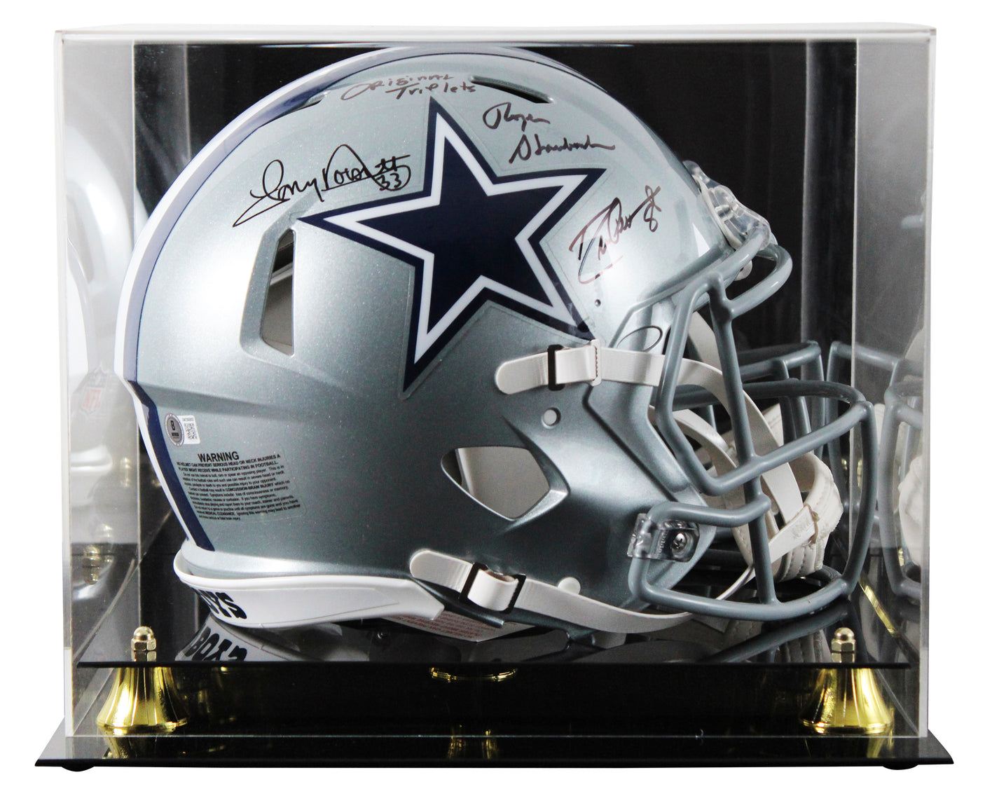 (3) Pearson, Staubach & Dorsett Signed F/S Speed Proline Helmet W/ Case BAS Wit