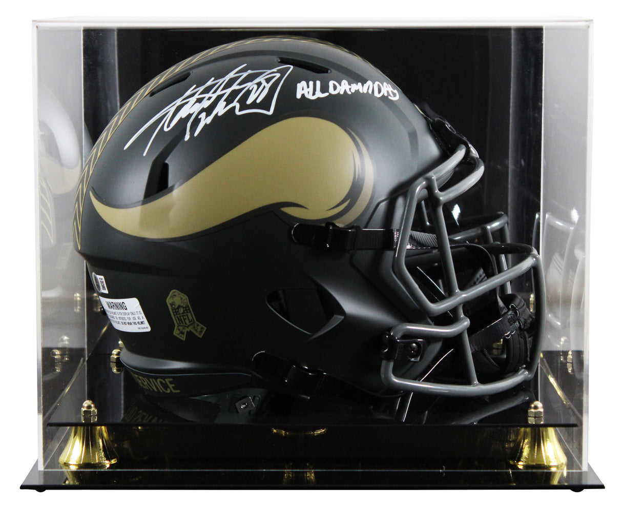 Vikings Adrian Peterson "All Day" Signed STS IV F/S Speed Rep Helmet W/ Case BAS