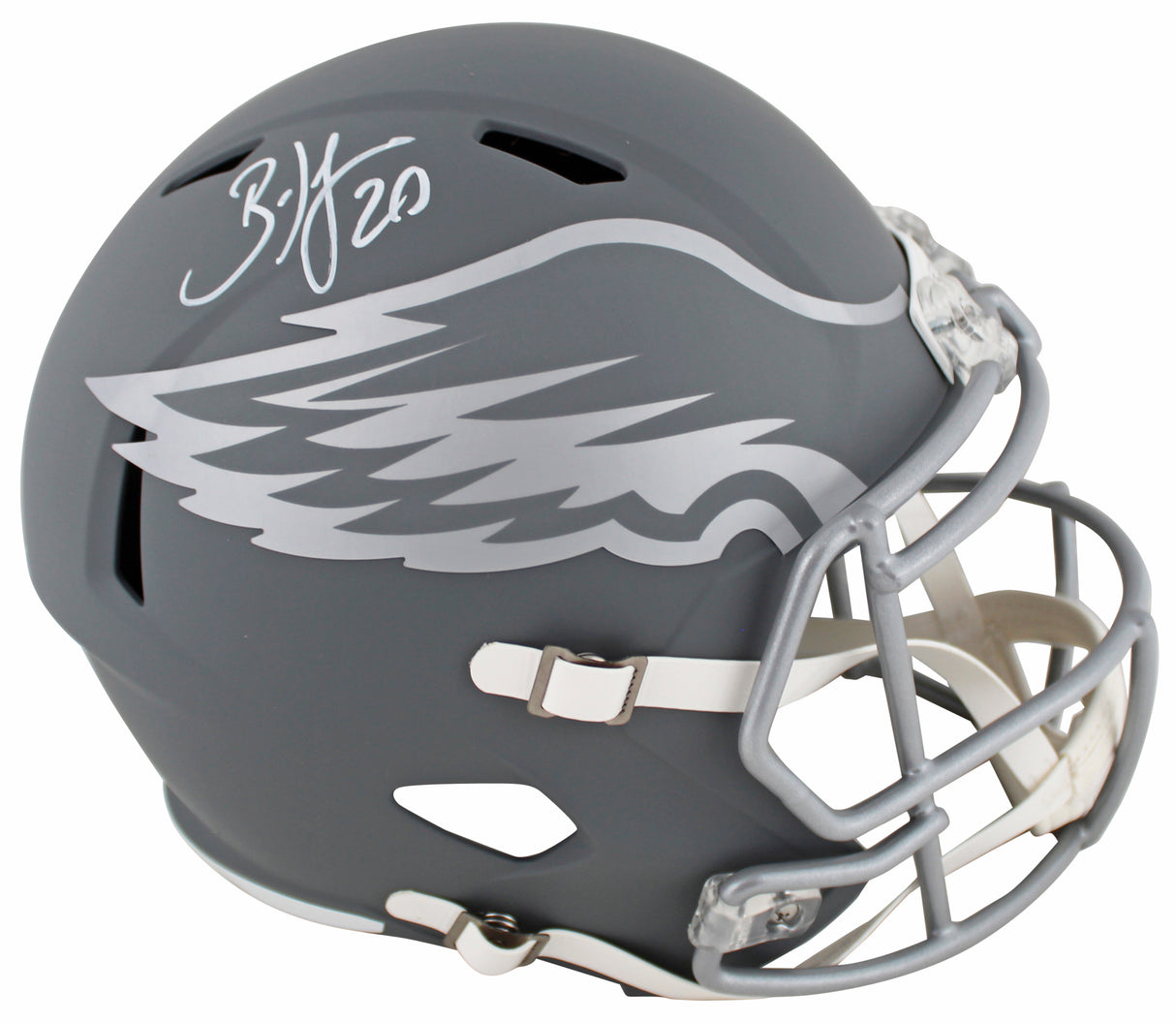 Eagles Brian Dawkins Signed Slate Full Size Speed Rep Helmet W/ Case BAS Witness