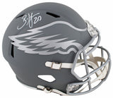 Eagles Brian Dawkins Signed Slate Full Size Speed Rep Helmet W/ Case BAS Witness