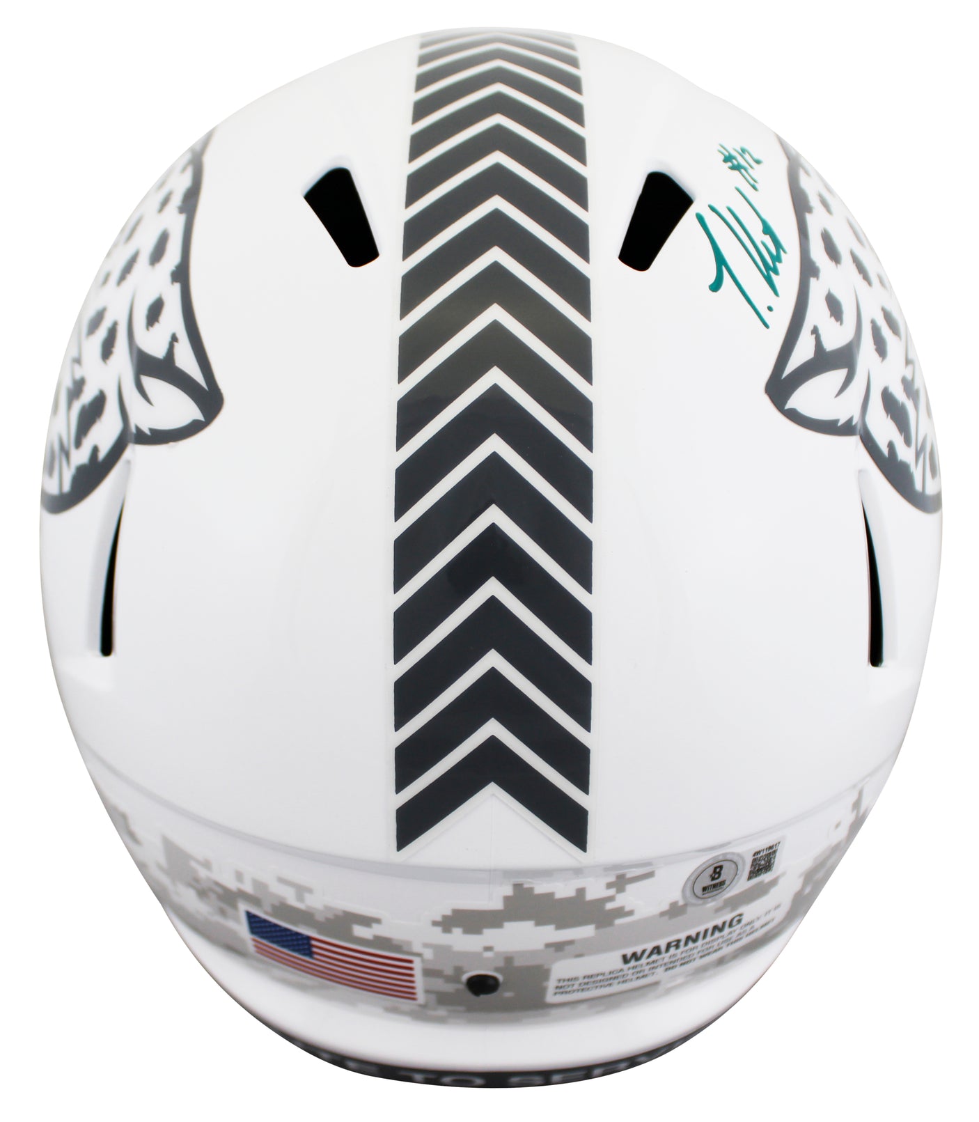 Jaguars Travis Hunter Signed Salute To Service III F/S Speed Rep Helmet BAS Wit