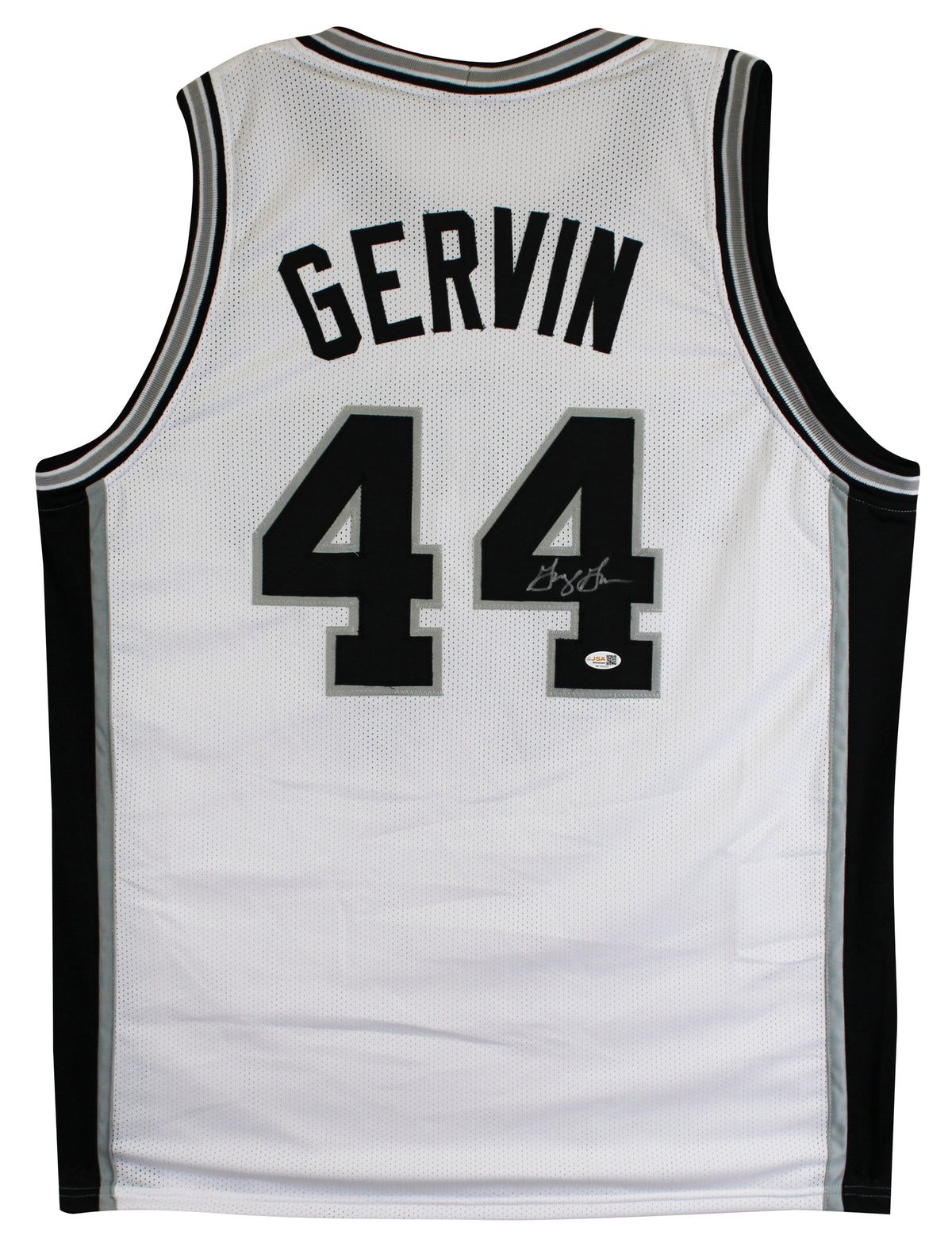 George Gervin Authentic Signed White Pro Style Jersey Autographed JSA Witness