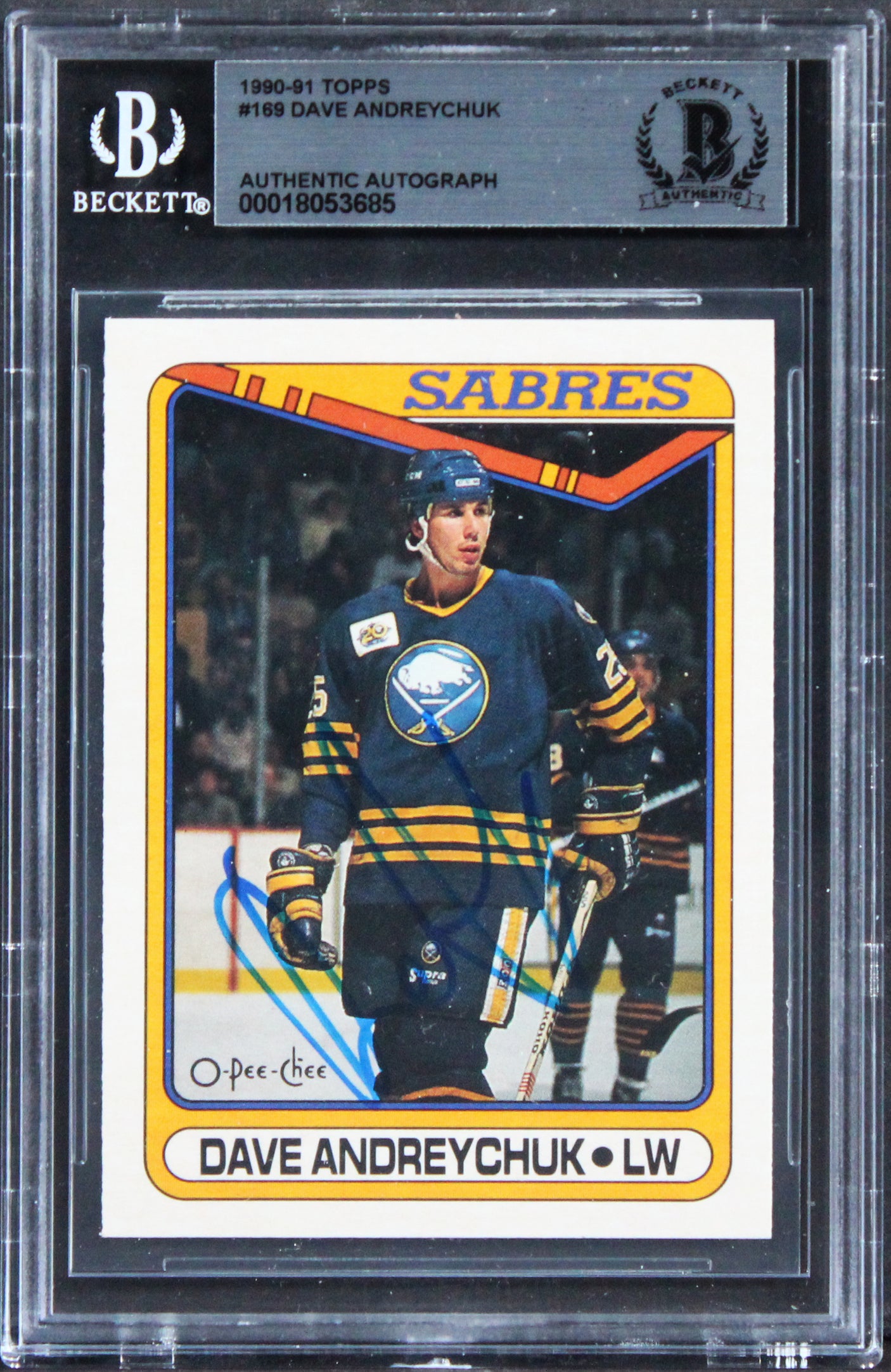 Sabres Dave Andreychuk Authentic Signed 1990 Topps #169 Card BAS Slabbed