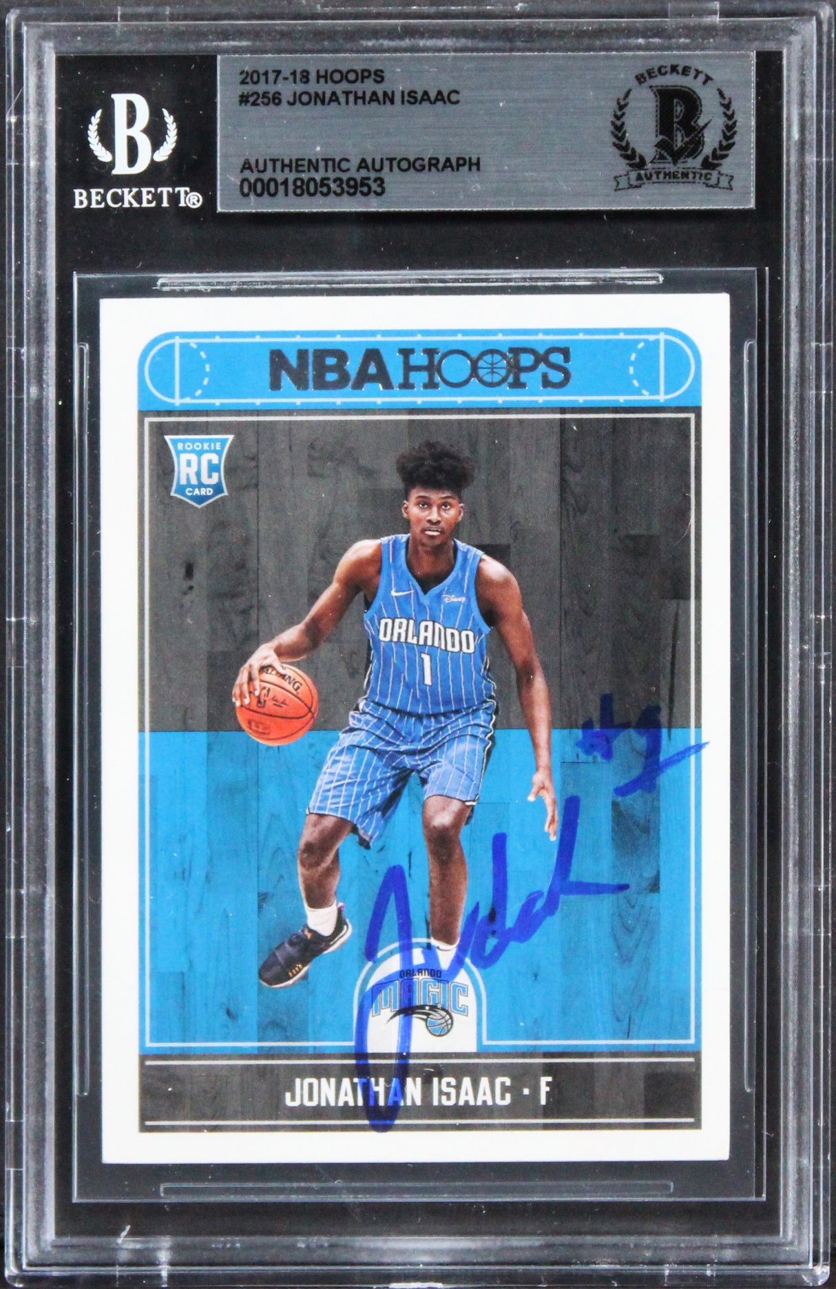 Magic Jonathan Isaac Authentic Signed 2017 Hoops #256 Card BAS Slabbed