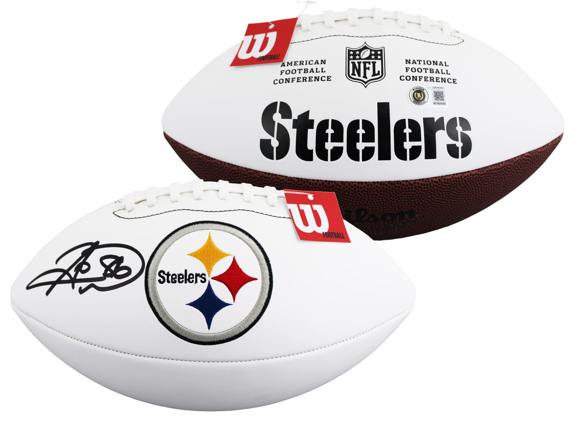 Steelers Hines Ward Signed Wilson White Panel Logo Nfl Football BAS Witnessed