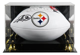 Steelers Hines Ward Signed Wilson White Panel Logo Nfl Football w/ Case BAS Wit