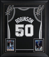 Spurs David Robinson Signed Black 98-99 M&N Swingman HWC Framed Jersey Fanatics