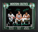 Celtics (3) Bird, McHale & Parish Signed 16x20 Spotlight Framed Photo BAS W