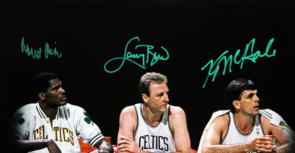 Celtics (3) Bird, McHale & Parish Signed 16x20 Spotlight Framed Photo BAS W