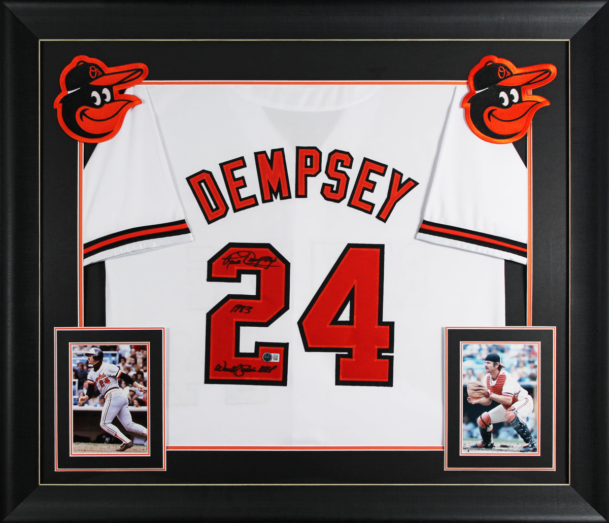 Rick Dempsey "1983 WS MVP" Signed White Pro Style Framed Jersey BAS Witnessed