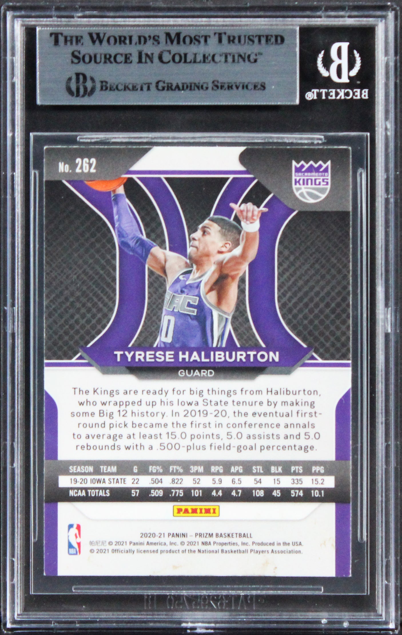 Kings Tyrese Haliburton Signed 2020 Panini Prizm #262 Rookie Card BAS Slabbed