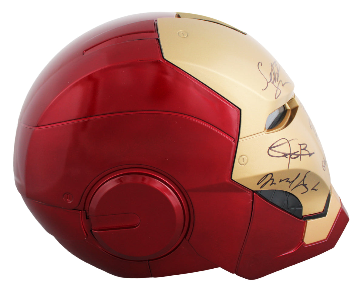Avengers (12) Downey Jr., Hemsworth, Pratt +9 Signed Iron Man F/S Helmet BAS