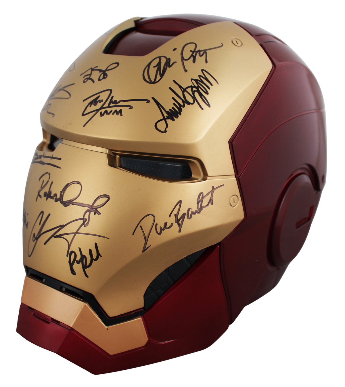 Avengers (13) Downey Jr., Hemsworth, Pratt +10 Signed Iron Man F/S Helmet BAS