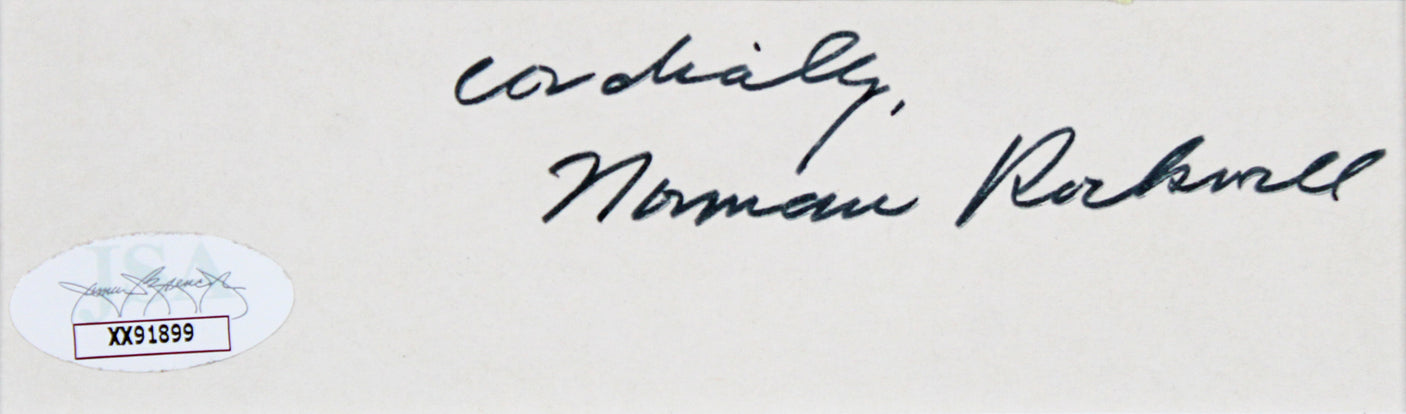 Norman Rockwell "Cordially" Signed & Framed 1.5x5 Cut Signature JSA #XX91899