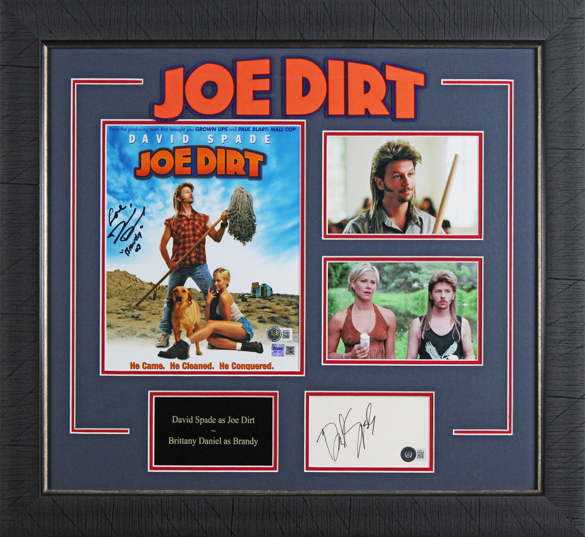 David Spade & Brittany Daniel Joe Dirt Authentic Signed Framed Display BAS