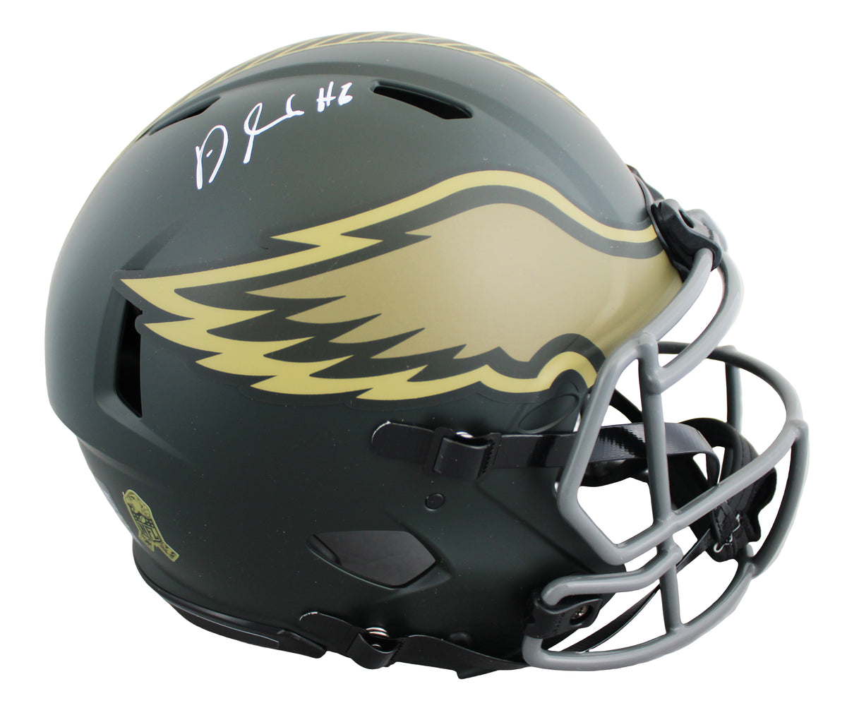 Eagles DeVonta Smith Signed STS IV Full Size Speed Proline Helmet BAS Witnessed