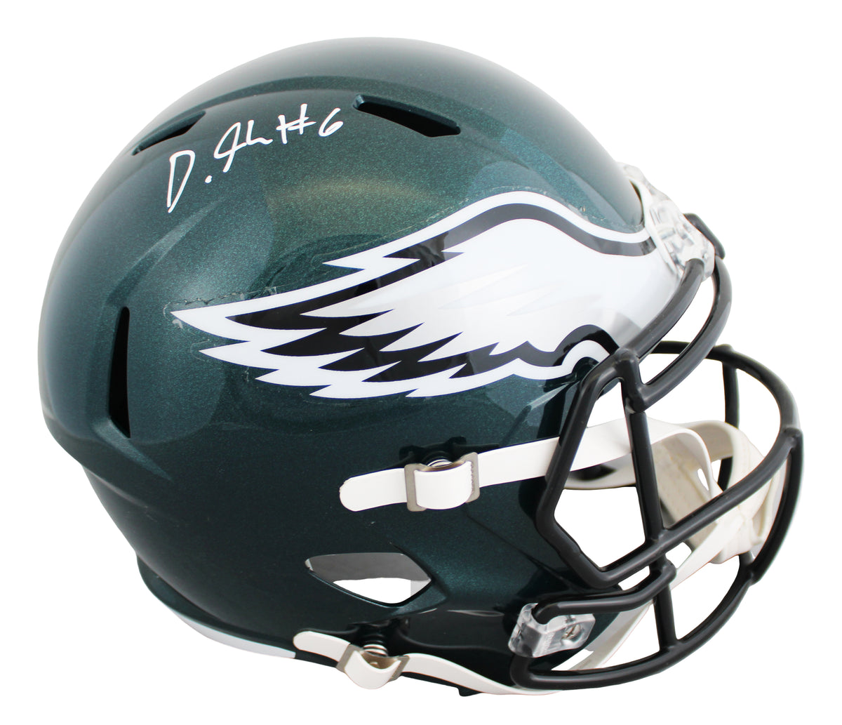 Eagles DeVonta Smith Authentic Signed Full Size Speed Rep Helmet BAS Witnessed