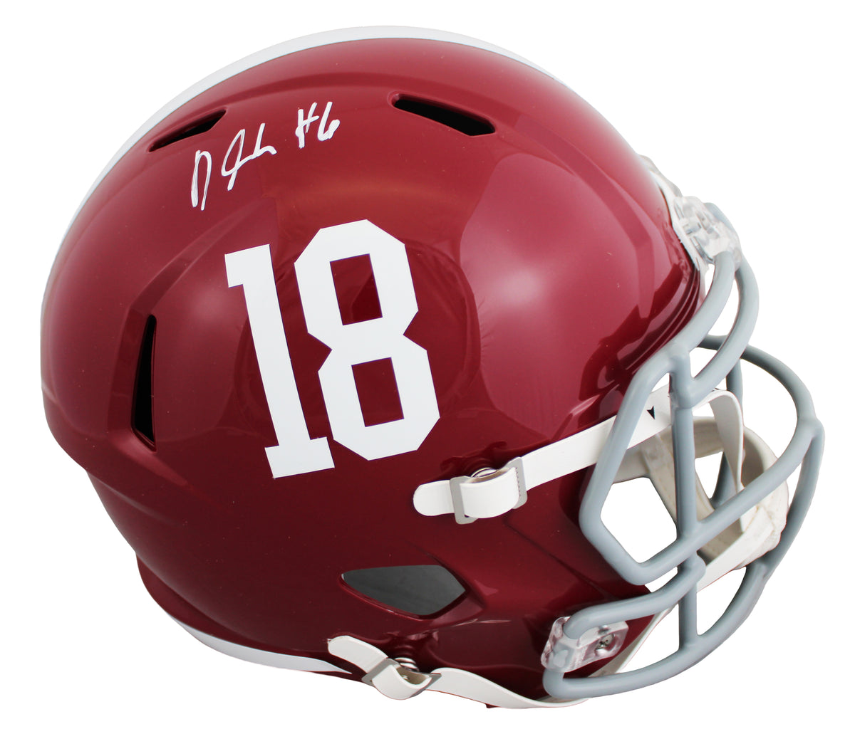 Alabama DeVonta Smith Authentic Signed Full Size Speed Rep Helmet BAS Witnessed