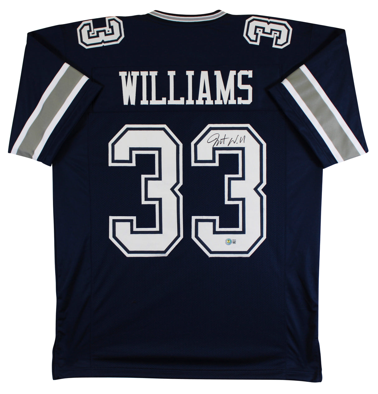 Javonte Williams Authentic Signed Navy Pro Style Jersey Autographed BAS Witness