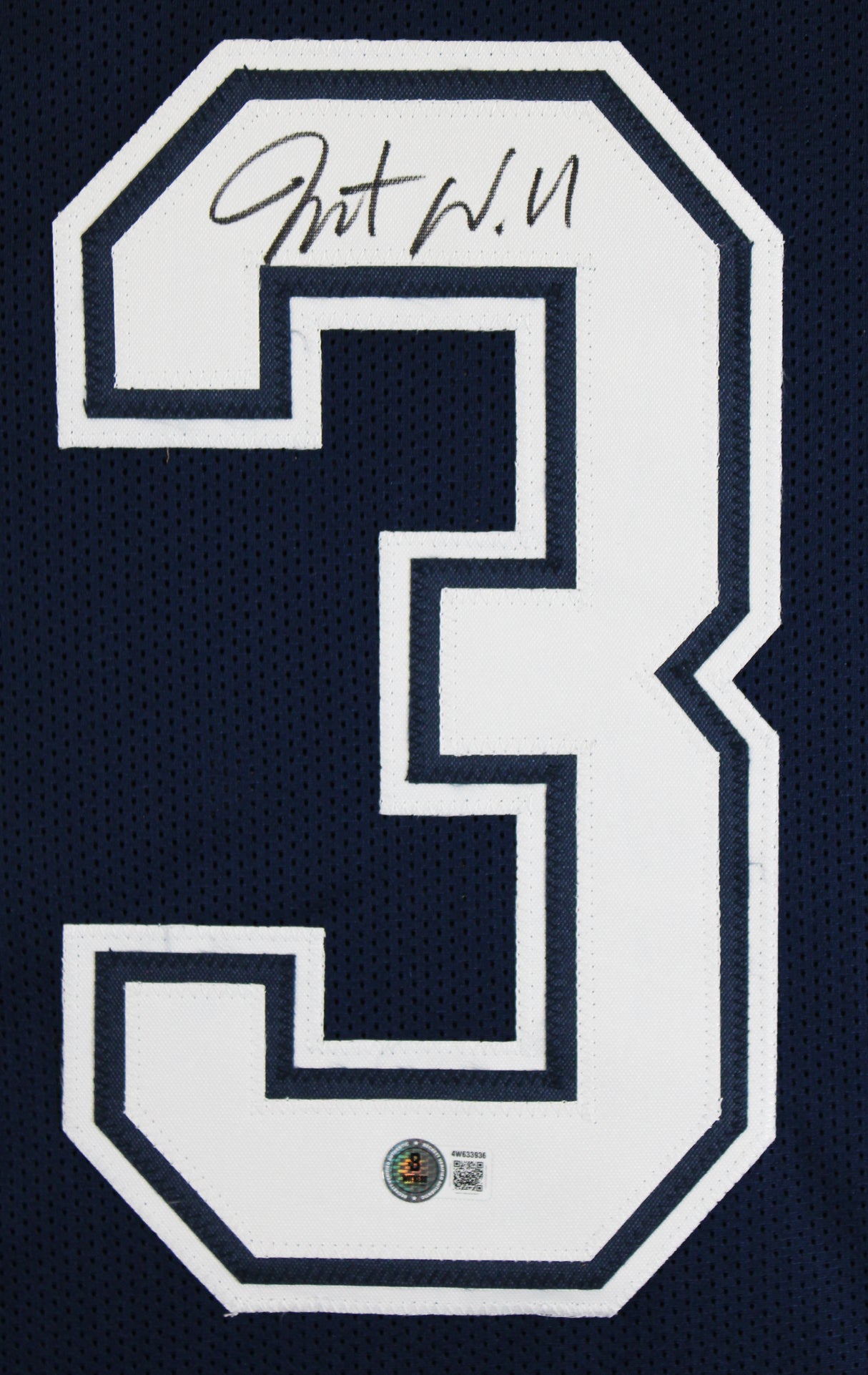 Javonte Williams Authentic Signed Navy Pro Style Jersey Autographed BAS Witness