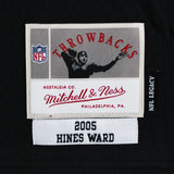 Steelers Hines Ward "SB XL MVP" Signed Black Mitchell & Ness Jersey BAS Witness