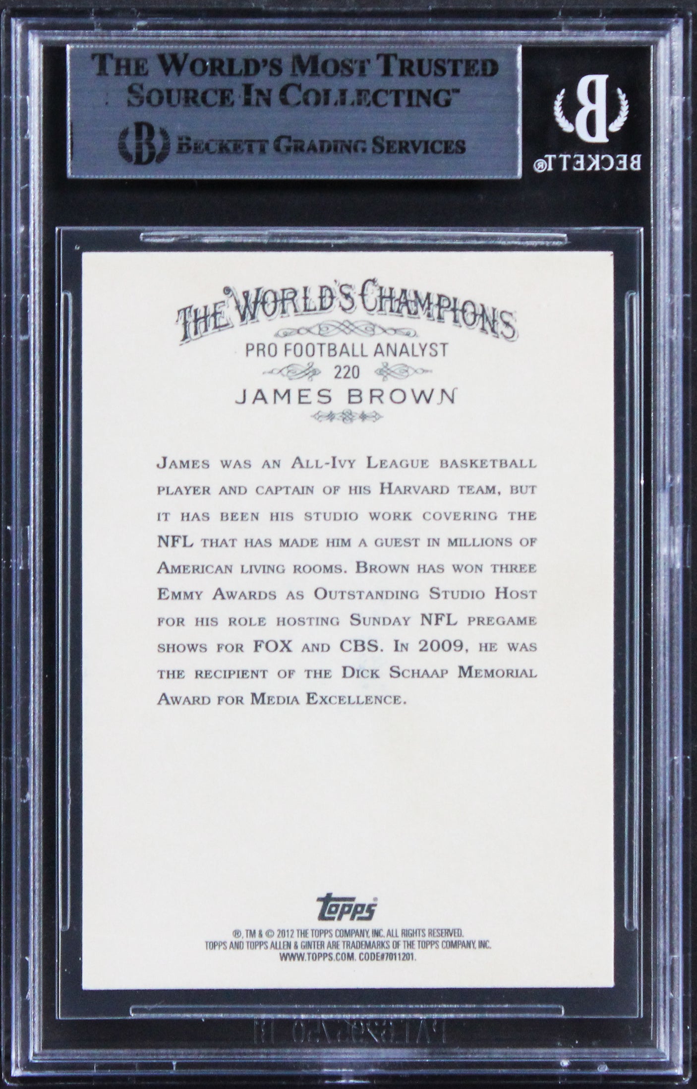 Browns James Brown Signed 2012 Topps Allen & Ginter #220 Card BAS Slabbed