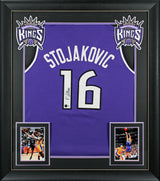 Peja Stojakovic Authentic Signed Purple Pro Style Framed Jersey BAS Witnessed