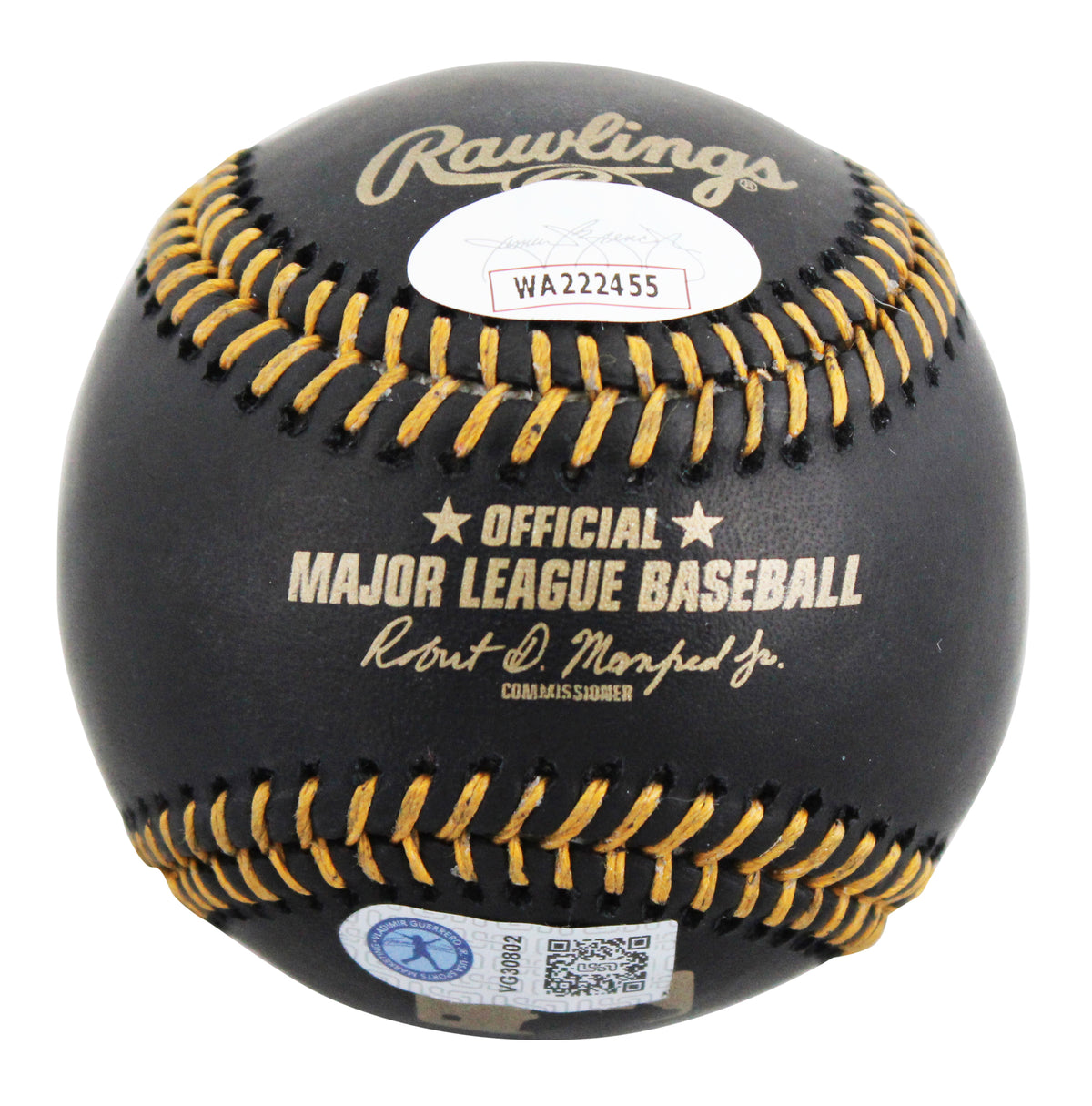 Blue Jays Vladimir Guerrero Jr. Signed Black OML Baseball JSA Witness #WA222455