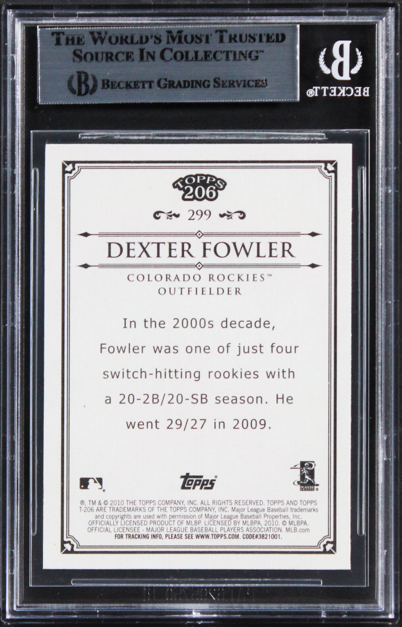 Rockies Dexter Fowler Authentic Signed 2010 Topps 206 #299 Card BAS Slabbed