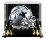 Cowboys Drew Pearson "HOF 21" Signed Silver Speed Mini Helmet W/ Case BAS Wit