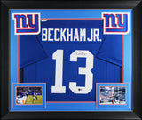 Odell Beckham Jr. Authentic Signed Blue Pro Style Framed Jersey BAS Witnessed
