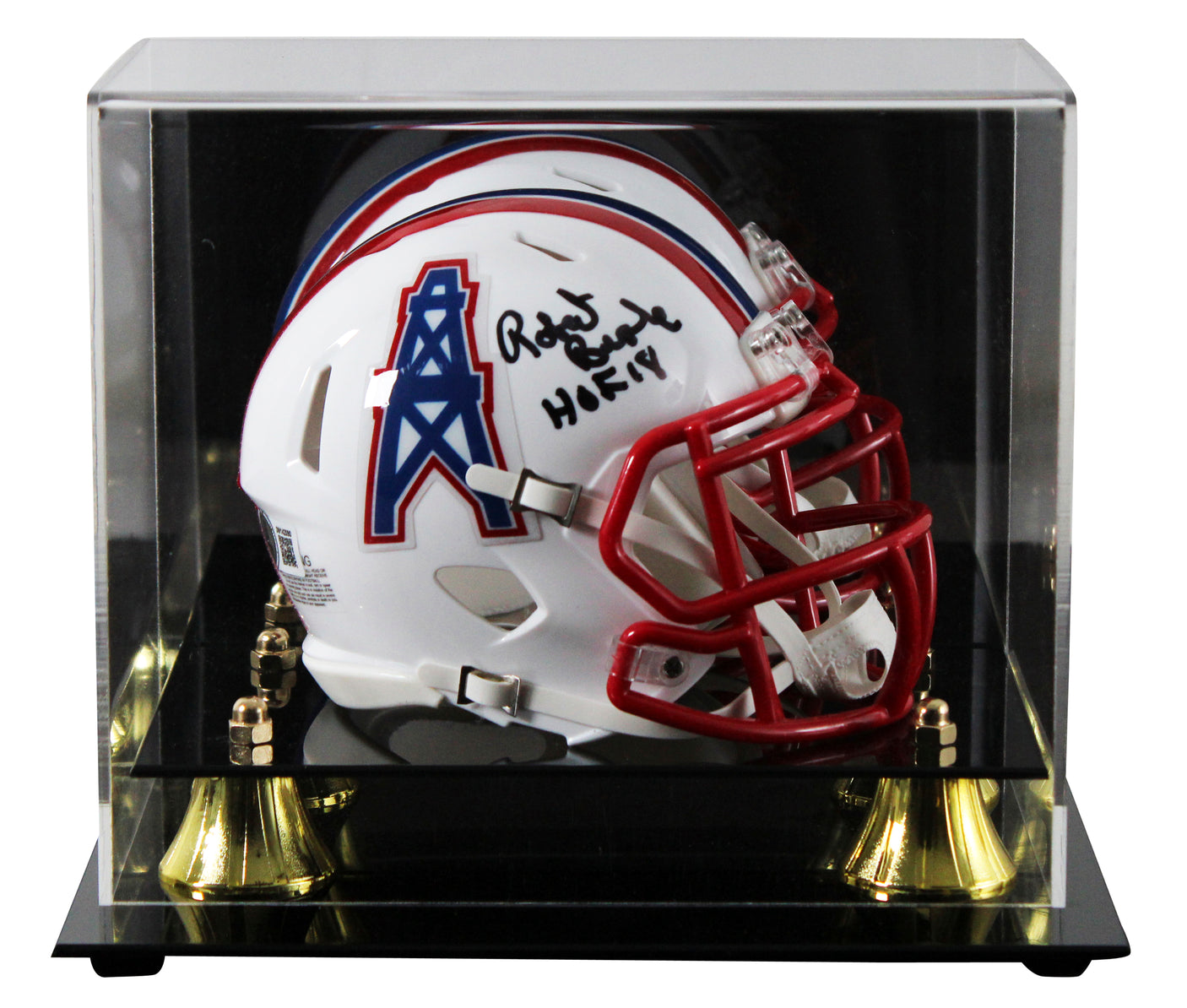 Oilers Robert Brazile "HOF 2018" Signed 1981-98 TB Speed Mini Helmet W/ Case BAS